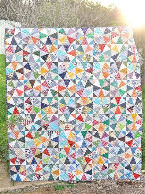 Finished Scrappy Kaleidoscope Quilt With Downloadable Templates