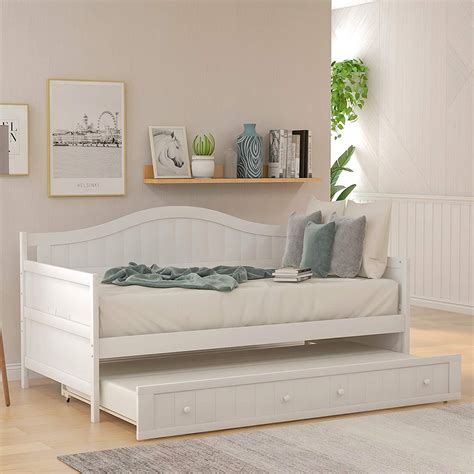 Churanty Twin Daybed Wood Sofa Bed For Bedroom Living Room With Trundle