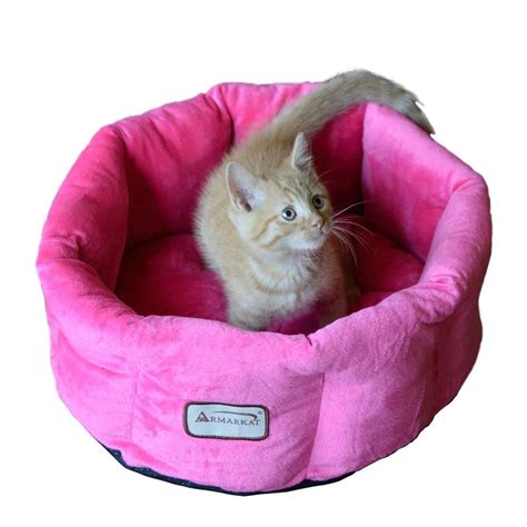 Armarkat Pink Soft Velvet Round Cat Bed At