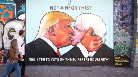 donald trump and boris johnson in bristol street art kiss bbc news