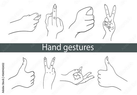 Set Of Vector Indecent Gestures Linear Icons Gestures With Hands Fig