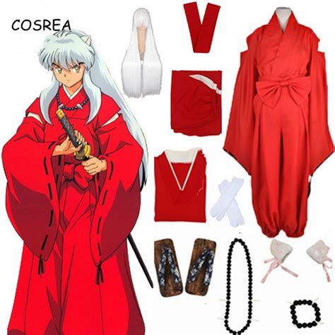 Cosrea Anime Inuyasha Cosplay Costumes Red Japanese Kimono Men Robe