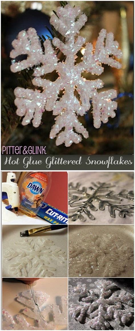 Hot Glue Glittered Snowflake Ornaments A Creative And Easy Way To Add