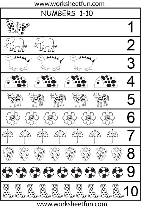 Numbers 1 10 Free Printable Worksheets