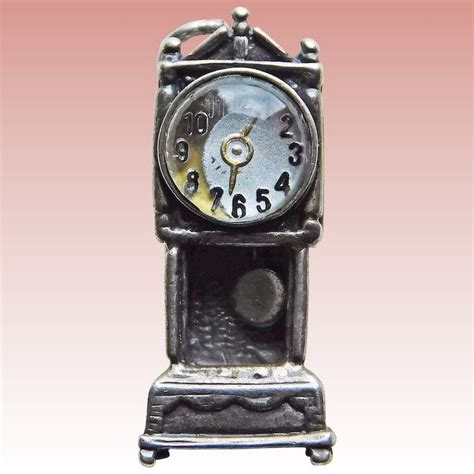 Beau Sterling Grandfather Clock Vintage Charm Mechanical Movable