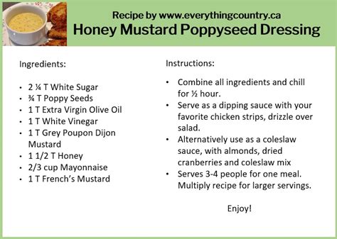 Honey Mustard Poppy Seed Dressing Everything Country Ca