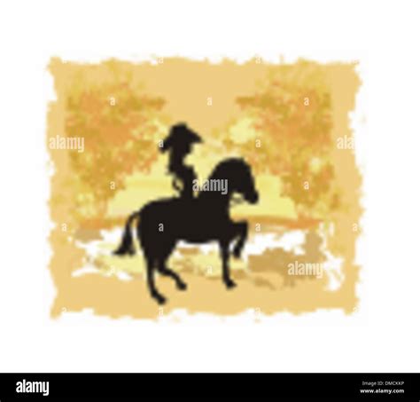 Silueta De Cowgirl Y Caballo Grunge Antecedentes Imagen Vector De Stock Alamy