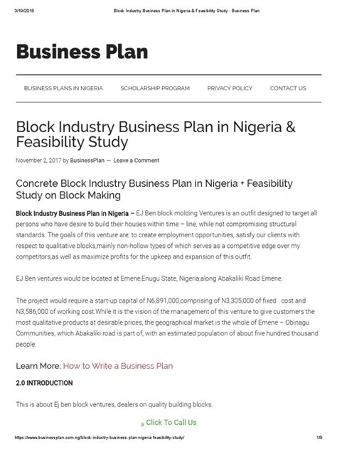 Block Industry Business Plan In Nigeria And Feasibility Study Business