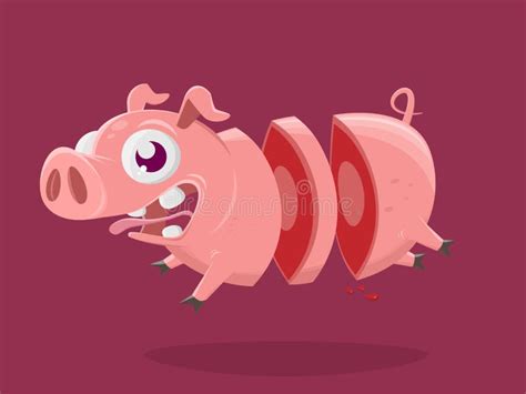 Cartoon Illustration Of A Crazy Pig In Slices Stock Vector