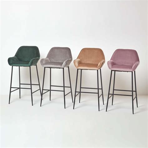 Velvet Bar Stool Chair On-Trend Kitchen Breakfast Bar Stool with