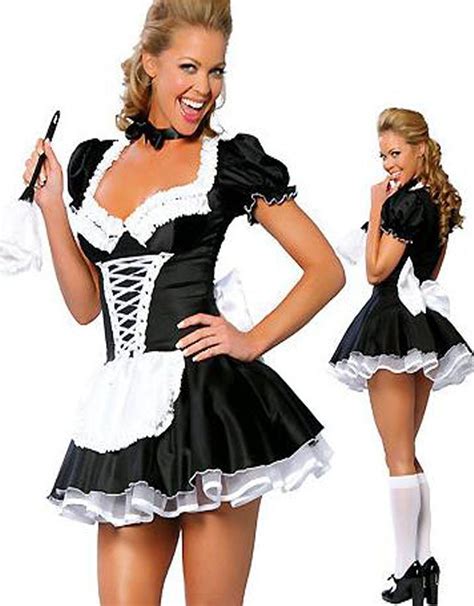 Classic French Maid Fancy Dress Halloween Costume Uniform French Maid Costume W2806