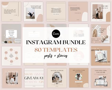 80 Instagram Templates For Canva Instagram Post Template Etsy