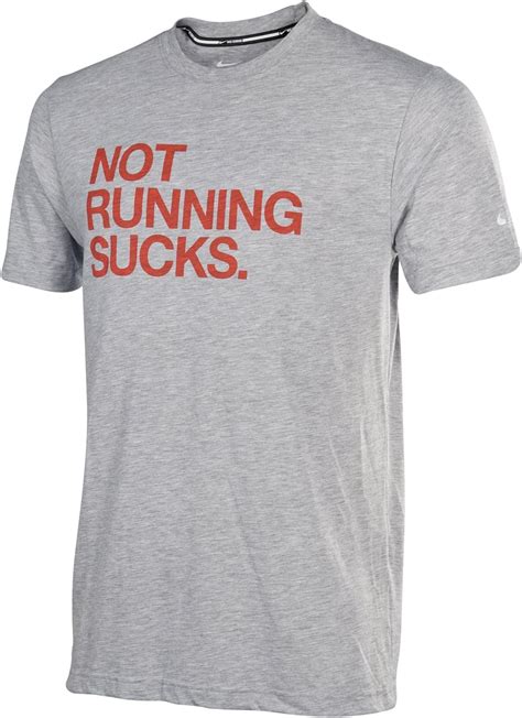 Nike Mens Dri Fit Not Running Sucks Running Shirt Heather Gray Xl