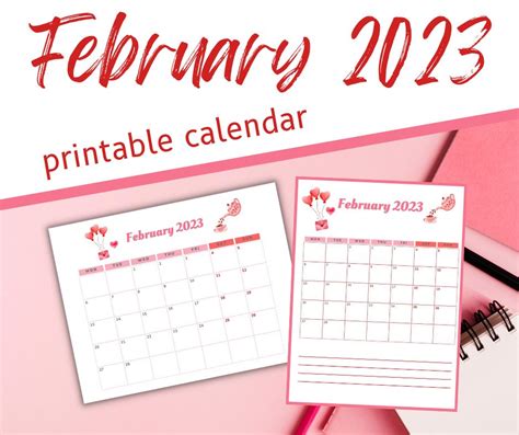 February Free Printable Calendar 2023 Moneywise Moms