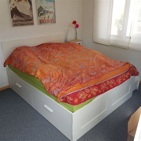 Perfekt zum verwahren von decken, kissen usw. Ikea Bett Brimnes Serie 160×200cm | Kaufen auf Ricardo