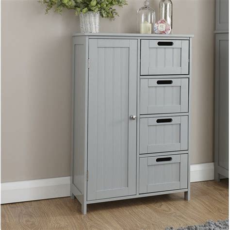 A White Wooden Free Standing Bathroom Cabinet With 4 Deep Drawers A