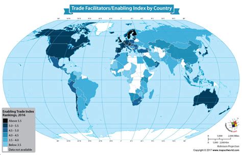 World Map Showing Trade Facilitators Enabling Index By Country Our World