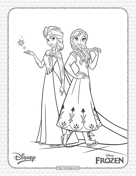 Frozen Elsa and Anna Coloring Pages