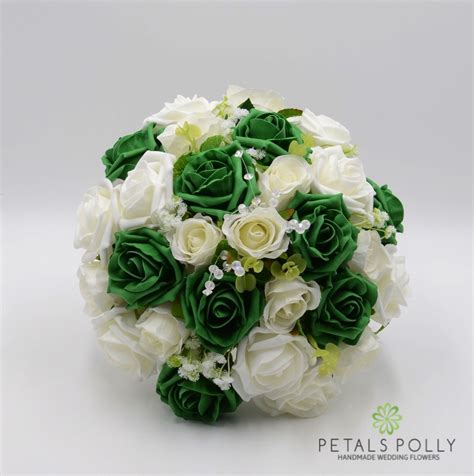 Emerald Green And Ivory Rose Brides Posy
