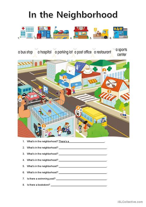 In the Neighborhood: English ESL worksheets pdf & doc
