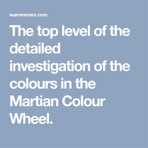 The Top Level Of The Detailed Investigation Of The Colours In The
