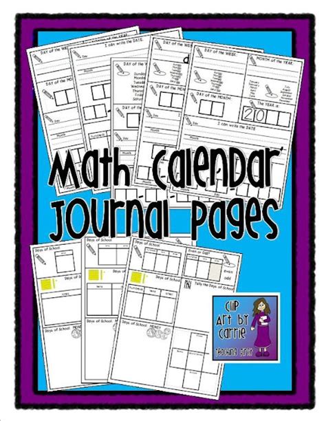Clip Art By Carrie Teaching First Math Calendar Journal Sheets For