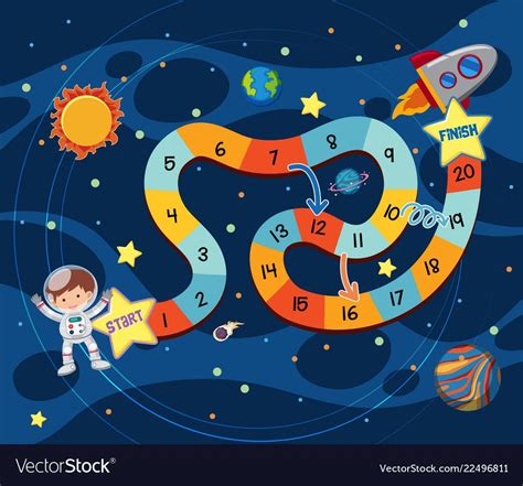 Let your kids come up with their own board game using this printable board game template. Space exploring board game template vector image on en ...