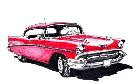 Limited Drawing of an antique car 1950s | Car Picture Collection