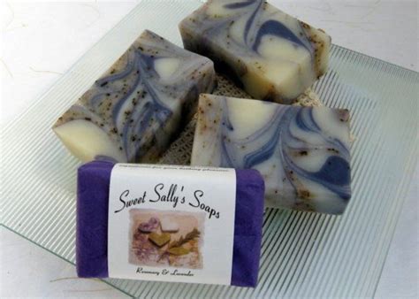 A classic relaxing lavender scented soap is rich in nurturing oils and butters and decorated with real lavender buds. Rosemary and Lavender Organic Handmade Soap by ...