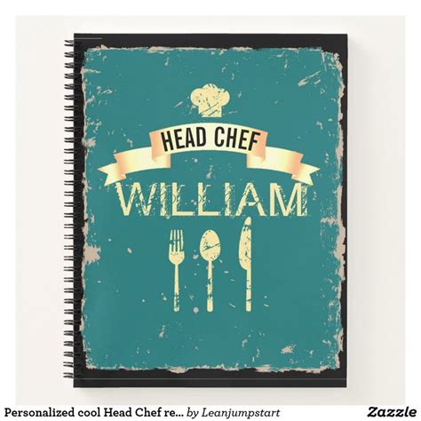 Personalized Cool Head Chef Recipe Book For Men Zazzle Recipe Book