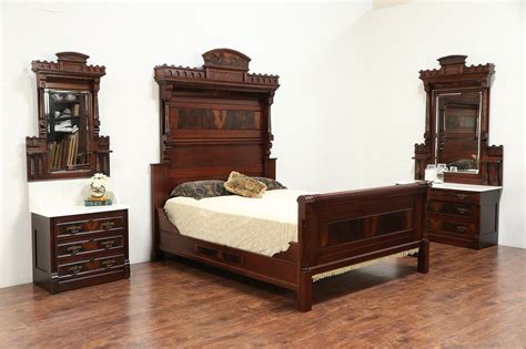 King size bedroom sets with marble tops. SOLD - Victorian Antique Walnut 3 Pc. Queen Size Bedroom ...