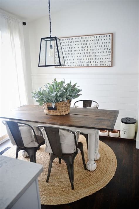 Rustic Metal And Wood Dining Chairs With A Farmhouse Table Dining Room