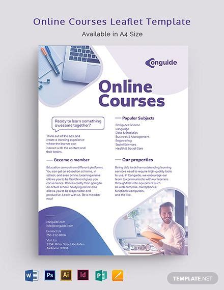 Online Courses Leaflet Template Download In Word Illustrator Psd