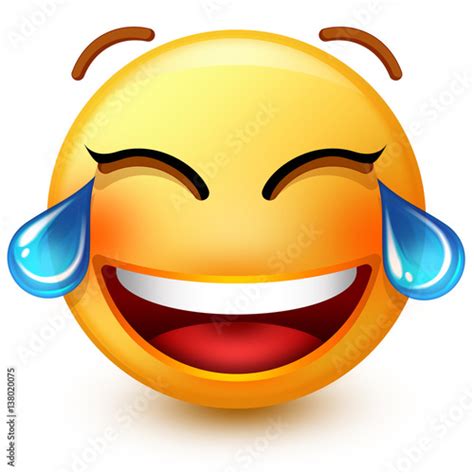 Cute Laughing Face Emoticon Or 3d Smiley Emoji Laughing So Much That Its Crying Tears Of Joy