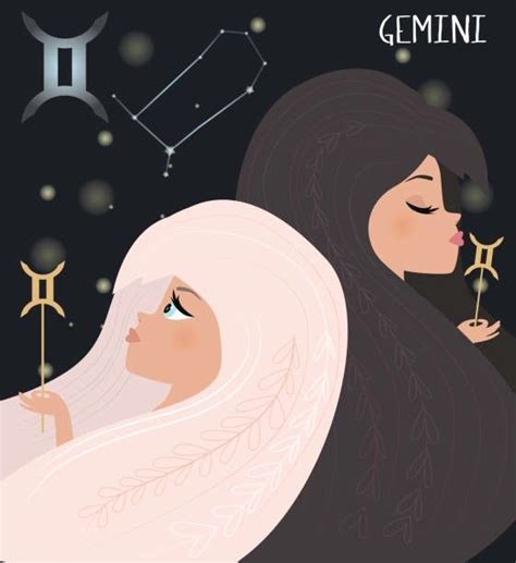 Pin By Cassy Chester On Gemini ♊ Vector Illustration Zodiac Signs