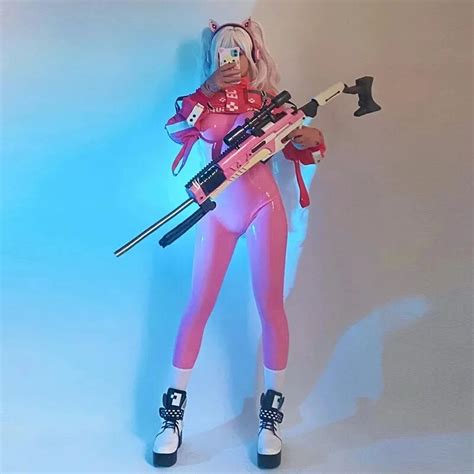 Game Cosplay Nikke：the Goddess Of Victory Alice Pink Leather Jumpsuit