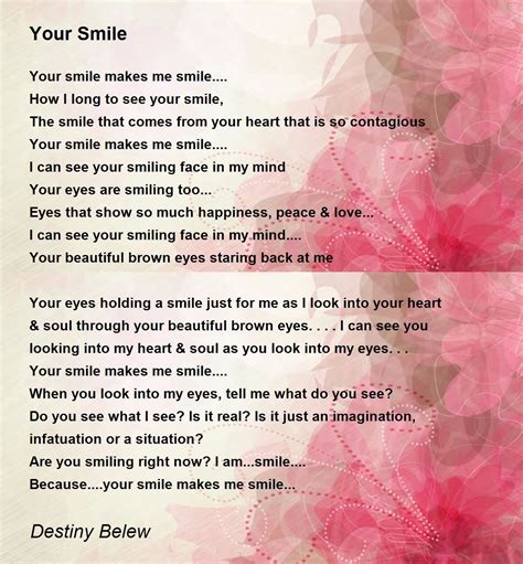 Your Smile Poem By Destiny Belew Poem Hunter