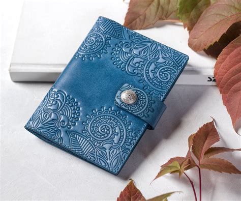 Leather Travel Wallet For Women Blue Womens Passport Etsy