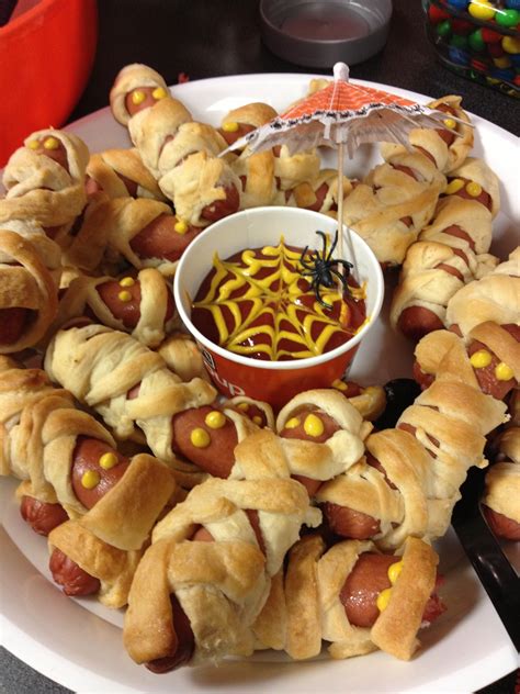 Mummy Dogs Crescent Rolls Wrapped Around Hot Dogs Complete With A