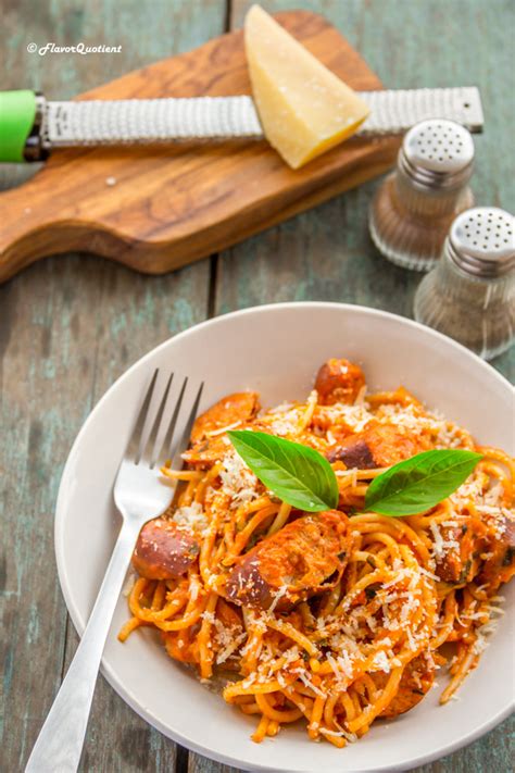 Spaghetti alla carbonara's creamy sauce is simply a thin egg and cheese custard, spiked with pork and black pepper. Chicken Spaghetti with Classic Homemade Red Sauce - Flavor ...