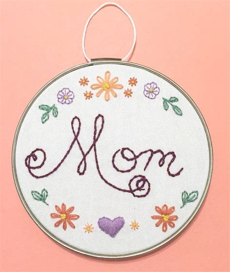Closeout Sale Mom Floral Embroidery Hoop Mother S Day Etsy Hand