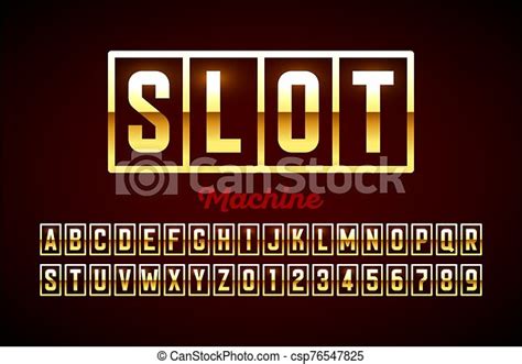 Slot machine style font, alphabet letters and numbers vector