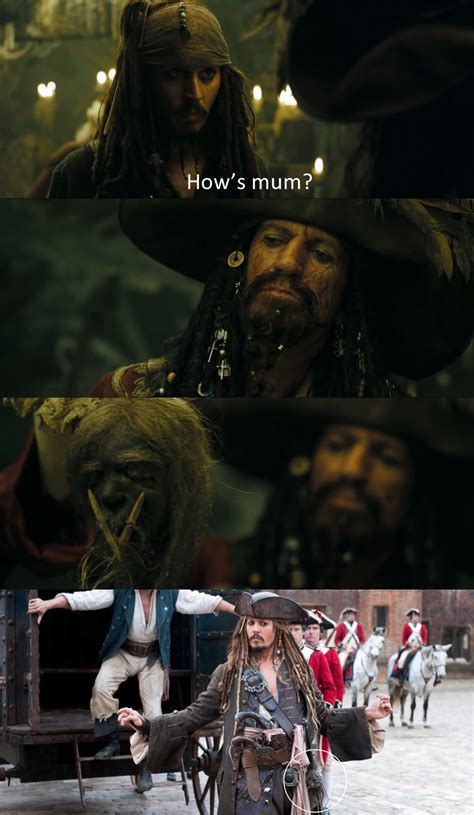 In On Stranger Tides Jack Sparrow Is Wearing His Mothers Shrunken