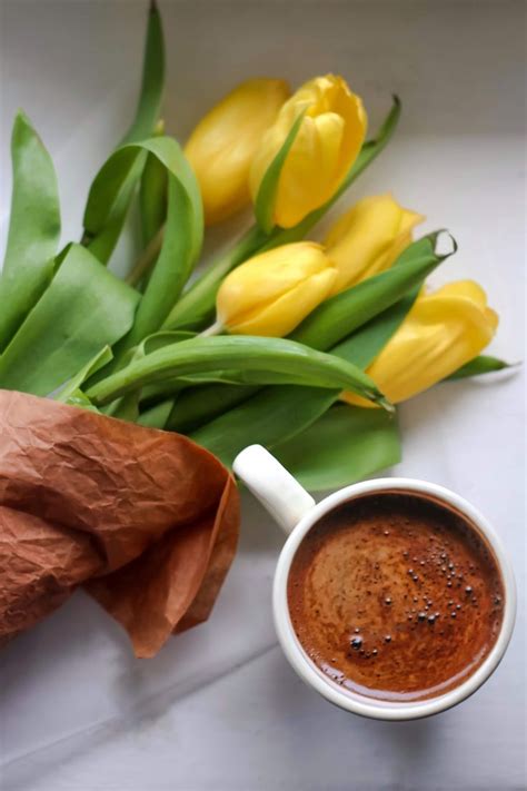 Tulips And Coffee Yellow Tulips Good Morning Coffee Flower Food