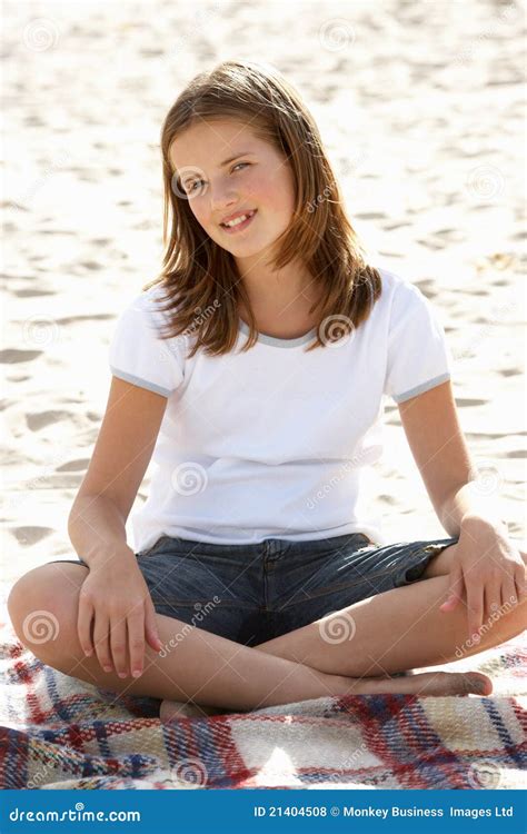 Portrait Teenage Girl Cross Legged Sitting Royalty Free Stock Photos