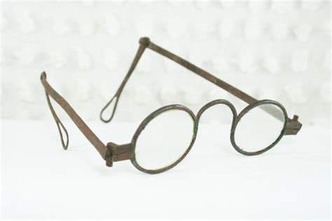 Antique 1800s Eyeglasses Hand Wrought Metal Oval Rustic Early Optical Frame Eyeglasses