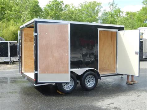 Covered Wagon 7 X 12 Black Enclosed Cargo Trailer Wcargo Doors New