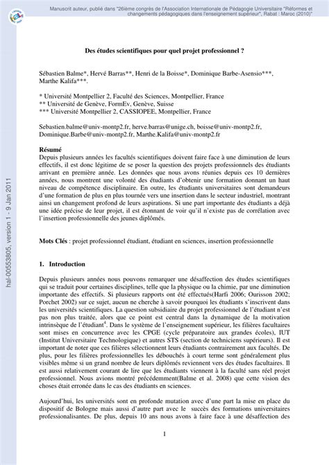 Exemple De Projet Détude Pour Un Master  Le Meilleur Exemple