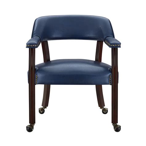 Enjoy free shipping with your order! Bowery Hill Navy Blue Faux Leather Arm Chair with Casters ...