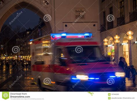 Ambulance With Blue Lights Flashing Editorial Stock Photo Image Of